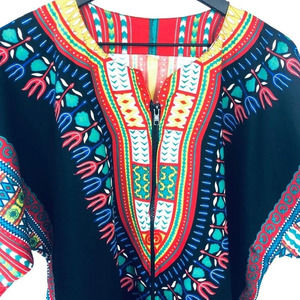 African Inspired Dashiki- NWOT Zipper 100% Cotton